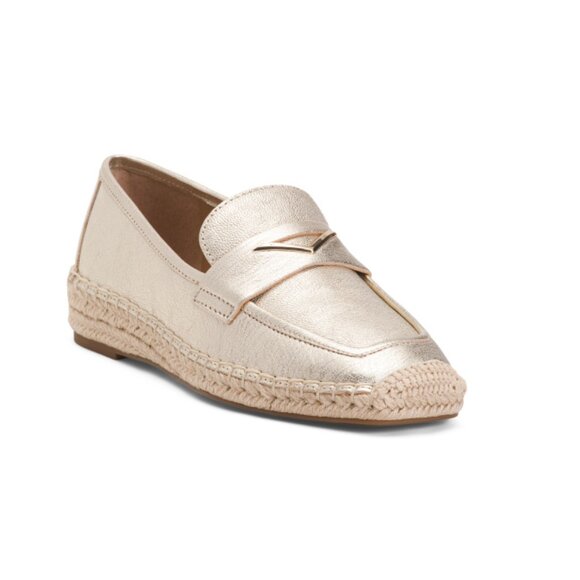 VINCE CAMUTO Light Gold Suede Myylee Loafer Flats - Picture 1 of 2